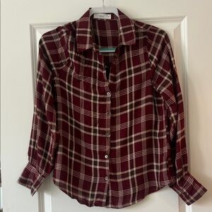 TALULAH Burgundy Plaid Women's Top